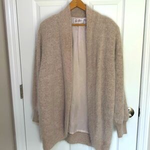 Eddie Dassin angora blend fuzzy puff sleeve fully lined luxury cardigan size med